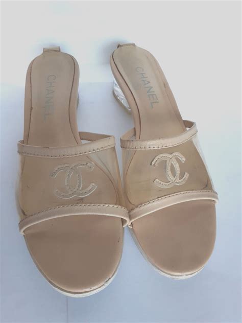 chanel pvc lambskin logo mules|chanel leather sole sandals.